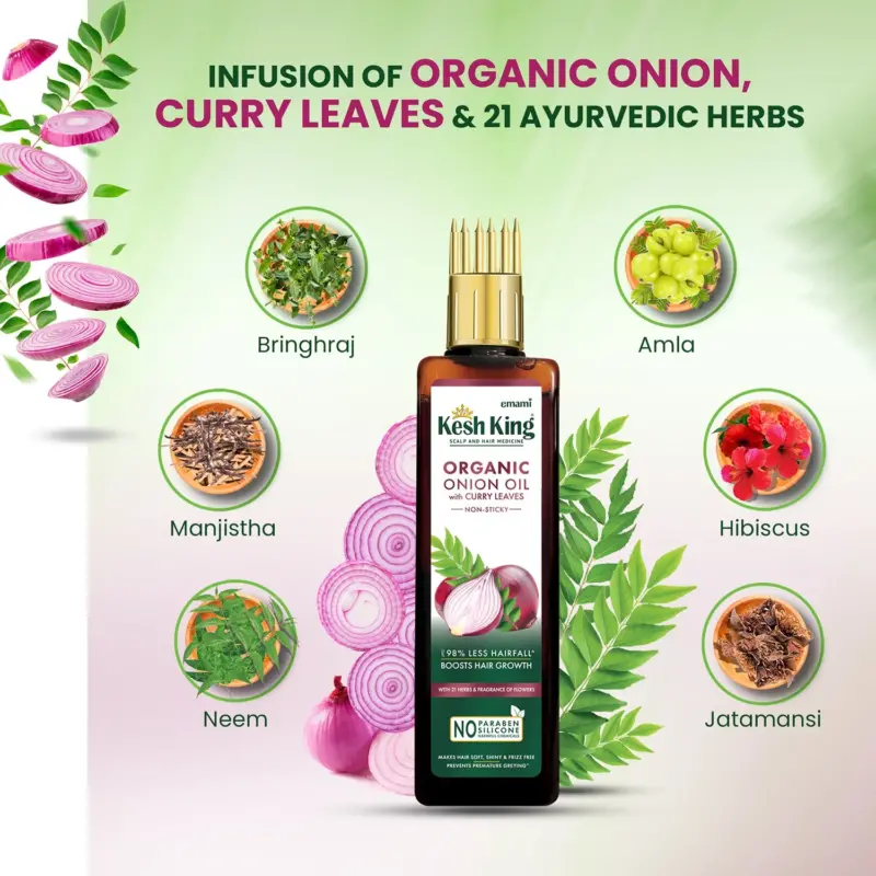 Kesh King Organic Onion Oil With Curry Leaves 100 ml 200 ml - Image 4