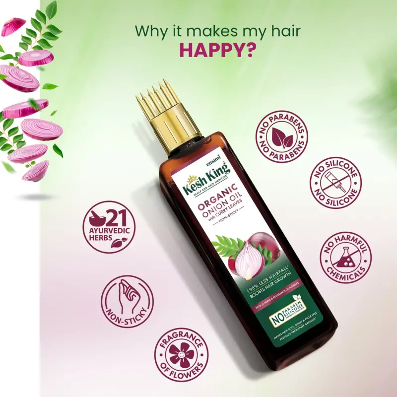 Kesh King Organic Onion Oil With Curry Leaves 100 ml 200 ml - Image 3